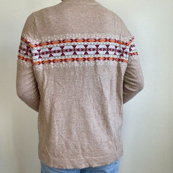 Woolrich Womens Wool Blend Fair Isle Brown Red Lightweight Sweater Sz XL - Picture 5 of 8